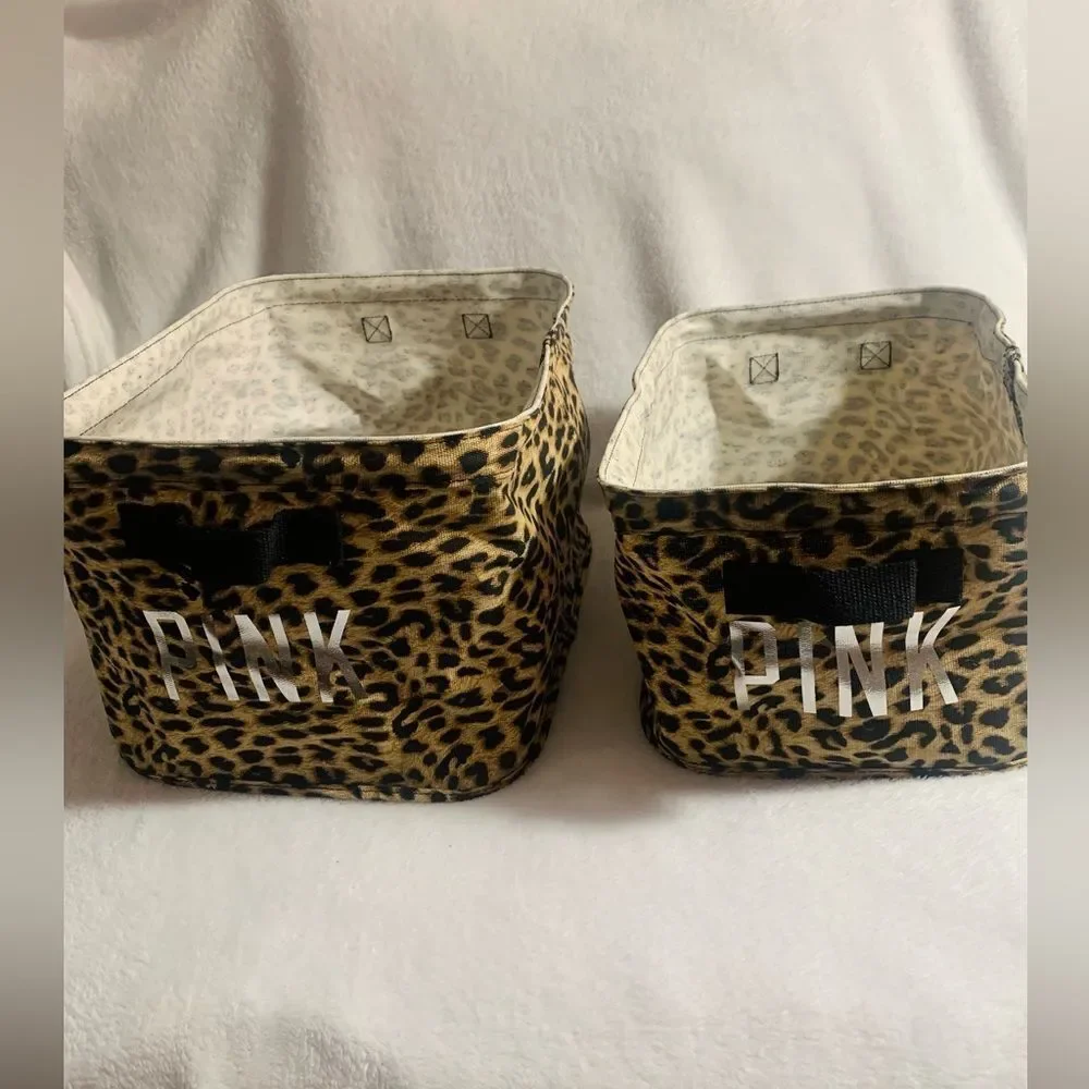 PINK VS CHEETAH STORAGE BINS SETS OF 2